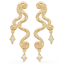 Studio Z Wave Ohrringe in vergoldetem Sterlingsilber weißem Zirkon