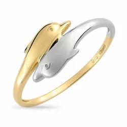Delfin Ring aus 9 Karat Gold mit Rhodium