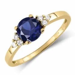 blauem synthetische Saphir Ring aus 9 Karat Gold - Gold Collection