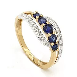 blauem Ring aus 9 Karat Gold mit Rhodium