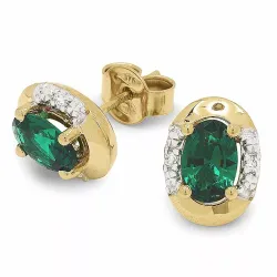 ovalen grünen Goldohrringe in 9 Karat Gold mit Rhodium mit 