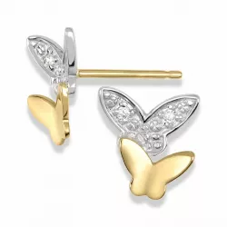 Schmetterlinge Ohrringe in 9 Karat Gold mit Rhodium mit Zirkon