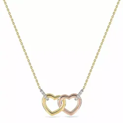 Doppeltes Herz Anhänger mit Halskette aus 9 Karat Gold mit Rhodium