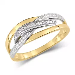 Breit Zirkon Ring aus 9 Karat Gold mit Rhodium