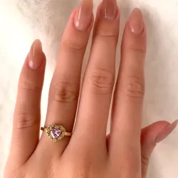 Elegant Herz rosa Zirkon Ring aus 9 Karat Gold - Gold Collection