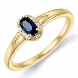 Saphir ring in 14 karat gold 0,03 ct 0,35 ct