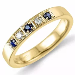blauem Saphir Diamantring in 14 Karat Gold 0,06 ct 0,13 ct