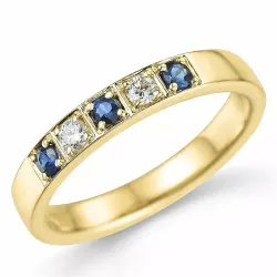 blauem Saphir Memoirering in 14 Karat Gold 0,10 ct 0,24 ct