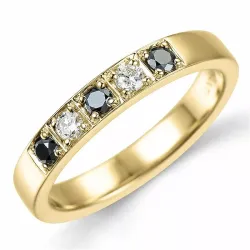 schwarz Diamant Memoirering in 14 Karat Gold 0,10 ct 0,15 ct