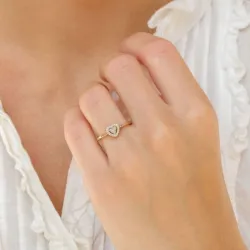 Herzring in 14 karat gold 0,129 ct