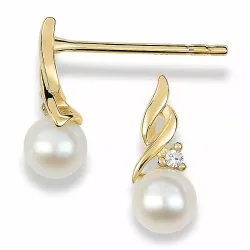 Perle Ohrringe in 9 Karat Gold mit Zirkon - Gold Collection