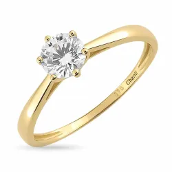 weißem Zirkon Solitärring aus 8 Karat Gold - Gold Collection
