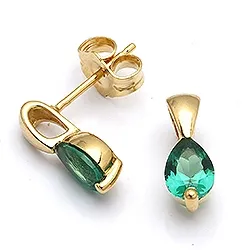 Goldohrstecker in 9 Karat Gold mit Synthetischer Smaragd