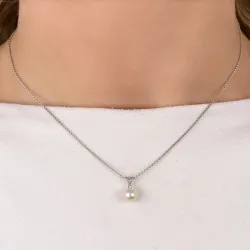 Perle Diamantanhänger in 14 karat Weißgold 0,02 ct