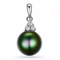 Perle anhänger in 14 karat weißgold 0,12 ct