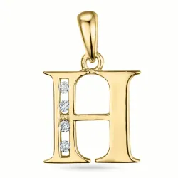 buchstab h Anhänger in 14 karat Gold 0,04 ct