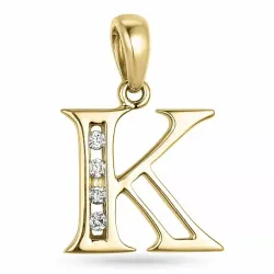 buchstab k Anhänger in 14 karat Gold 0,04 ct