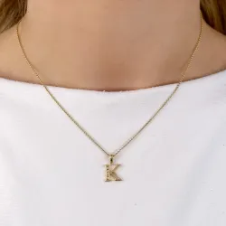 buchstab k Anhänger in 14 karat Gold 0,04 ct