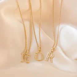 buchstab r Anhänger in 14 karat Gold 0,04 ct