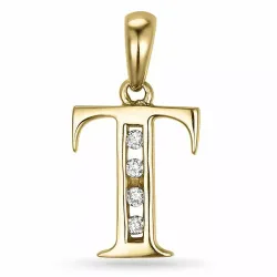 buchstab t Anhänger in 14 karat Gold 0,04 ct