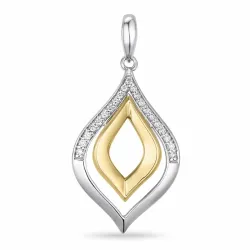 Großer Diamantanhänger in 14 karat Gold- und Weißgold 0,12 ct