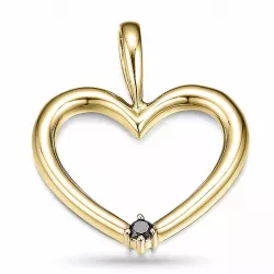 Herz schwarz Diamant Anhänger in 14 karat Gold 0,03 ct