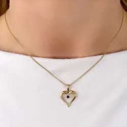 Herz Saphir Anhänger in 14 karat Gold 0,10 ct