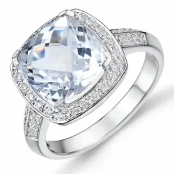viereckigem Diamantring in 14 Karat Weißgold 0,27 ct 4,00 ct