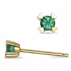 2 x 0,22 ct Solitärohrstecker in 14 Karat Gold mit Smaragd
