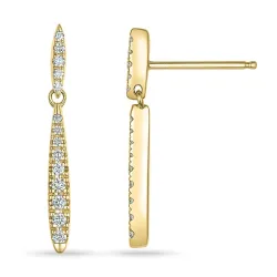 lange Diamant Ohrringe in 14 Karat Gold mit Diamant 