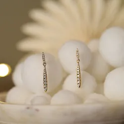 lange Diamant Ohrringe in 14 Karat Gold mit Diamant 