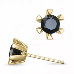 2 x 0,50 ct schwarzem Solitärohrstecker in 14 Karat Gold mit schwarz Diamant 