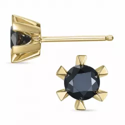 2 x 0,41 ct schwarzem Diamant Solitärohrstecker in 14 Karat Gold mit schwarz Diamant 
