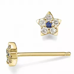 Stern blauem Saphir Diamantohrringe in 14 Karat Gold mit Diamant und Saphir 