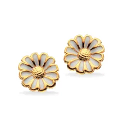 7,5 mm Scrouples Marguerite Ohrringe in vergoldetem Sterlingsilber weißem Emaille