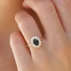 Saphir Rosettenring in 14 Karat Gold 0,55 ct 1,00 ct