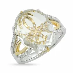 Quarz Diamantring in 14 Karat Gold- und Weißgold 0,16 ct 6,00 ct