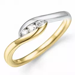 Fingerring abstraktem Brillant Ring in 14 Karat Gold- und Weißgold 0,11 ct
