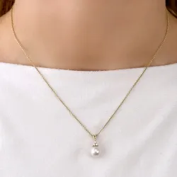 Perle Anhänger in 14 karat Gold 0,05 ct