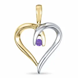 Herz Amethyst Anhänger in 14 karat Gold- und Weißgold 0,03 ct