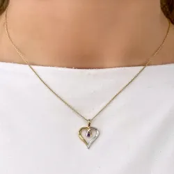 Herz Amethyst Anhänger in 14 karat Gold- und Weißgold 0,03 ct