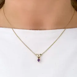 Herz violettem Amethyst Anhänger in 14 karat Gold