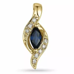 Saphir Diamantanhänger in 14 karat Gold 0,04 ct 0,34 ct