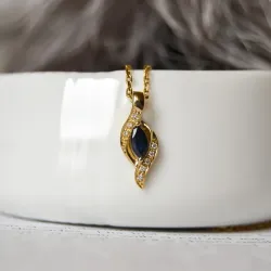 Saphir Diamantanhänger in 14 karat Gold 0,04 ct 0,34 ct