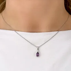 violettem Amethyst Anhänger in 14 karat Weißgold 0,03 ct