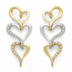großen Herz Brillantohrringen in 14 Karat Gold und Weißgold mit Diamant 