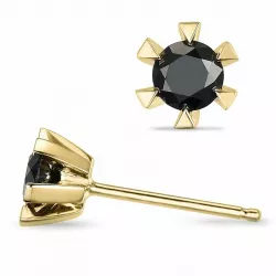 2 x 0,32 ct schwarzem Solitärohrstecker in 14 Karat Gold mit schwarz Diamant 