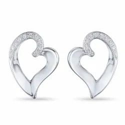 Herz Diamant Ohrstecker in 14 Karat Weißgold mit Diamanten 