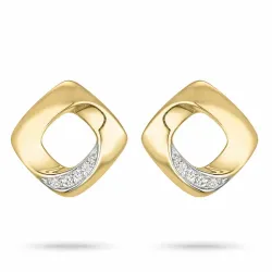 viereckigem Diamant Ohrstecker in 14 Karat Gold und Weißgold mit Diamant 