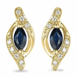 Saphir Ohrstecker in 14 Karat Gold mit Diamant und Saphir 